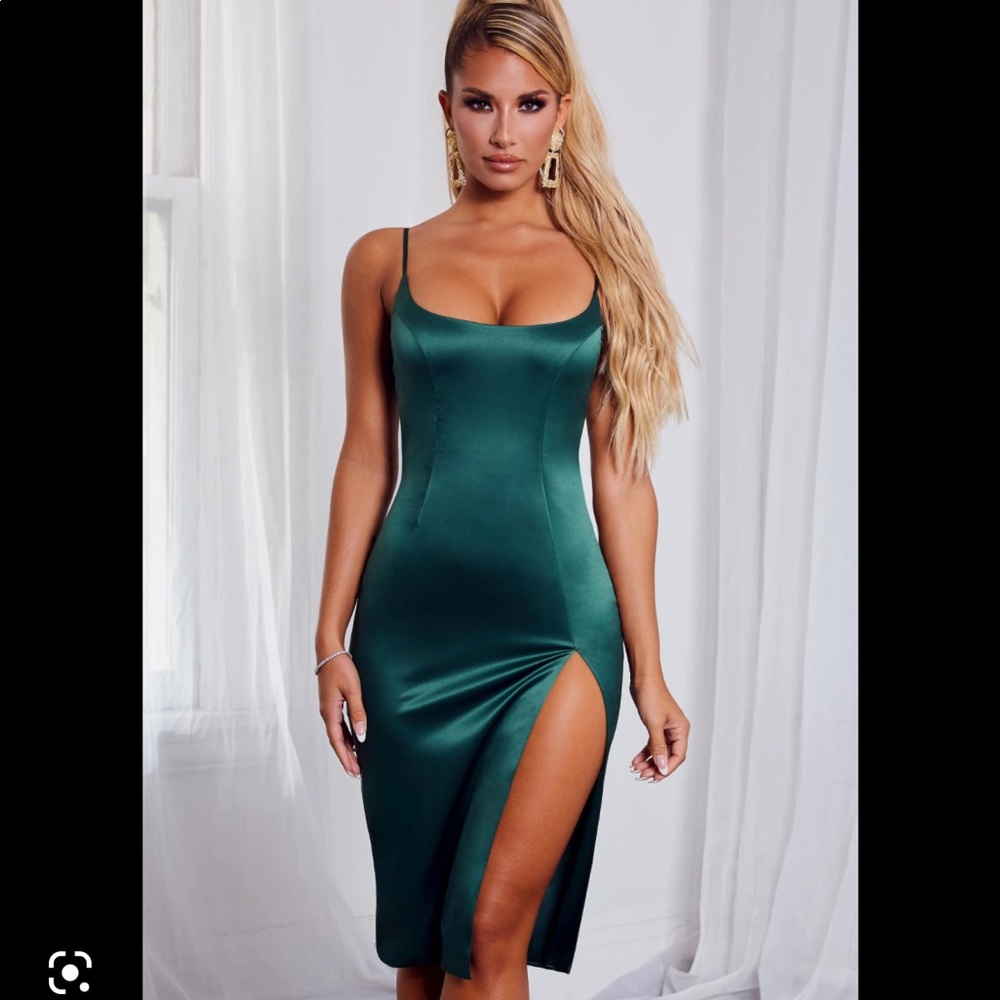 Babyboo Green Satin Midi Dress